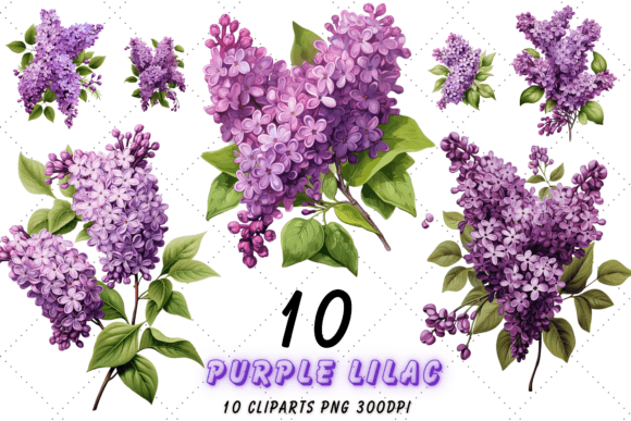 Download Vintage Lilac Cluster Clipart Bundle - Clip Collection