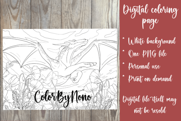 Download Dragon over Poppy Field Coloring Page - Poppy field Collection