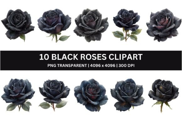 Download 10 Moody Gothic Black Roses Clipart - Clip Collection
