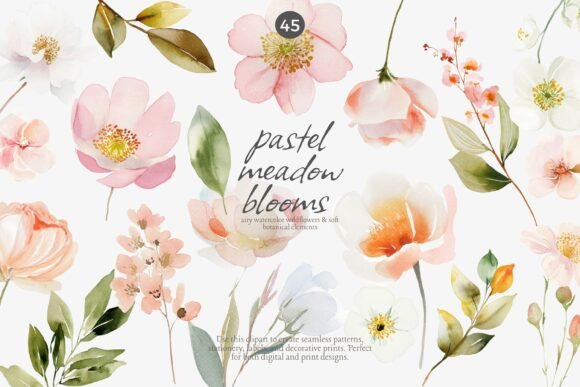 Download Pastel Wildflower Clipart Set - Clip Collection