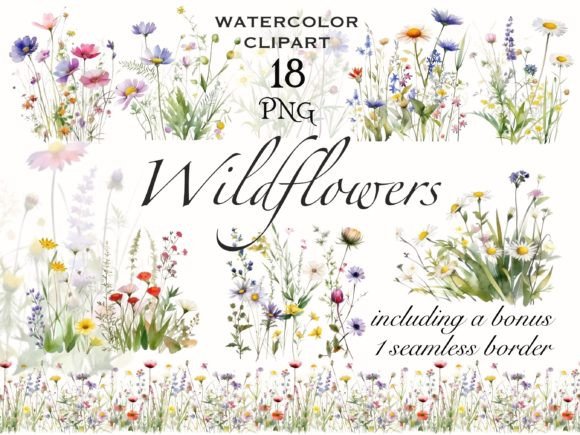 Download Wildflower Meadow Watercolor Clipart - Clip Collection