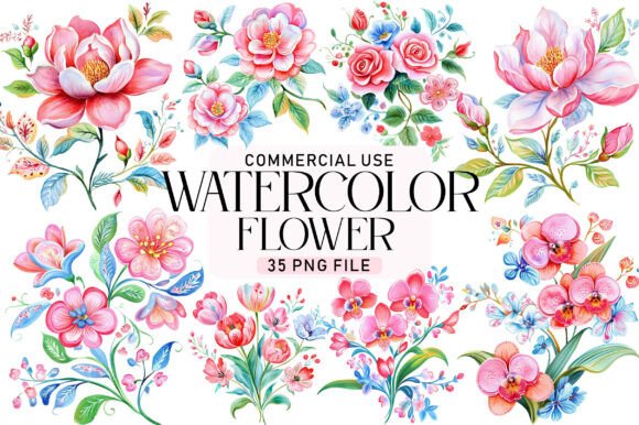 Download Watercolor Flower Clipart Bundle - Clip Collection