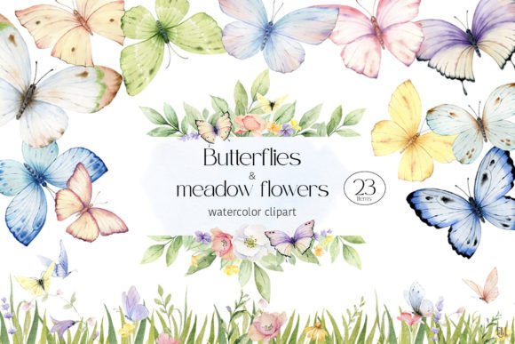 Download Watercolor Butterfly Flowers Clipart PNG - Clip Collection