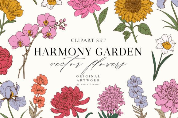 Download Harmony Garden Flowers SVG Clipart Set - Clip Collection