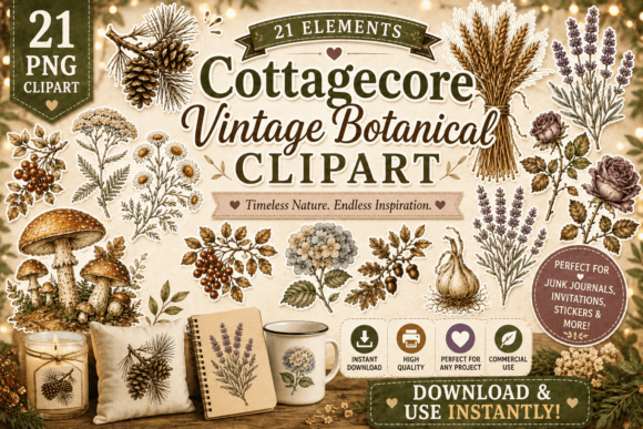 Download Cottagecore Vintage Botanical Clipart - Clip Collection