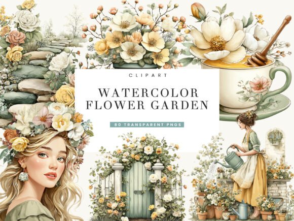 Download Watercolor Flower Garden Clipart Bundle - Clip Collection