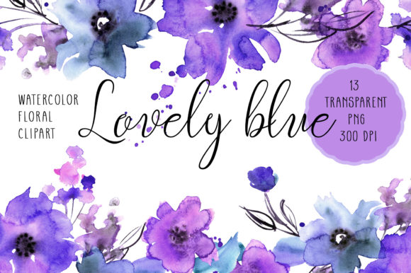 Download Watercolor Blue Flowers Clipart - Clip Collection