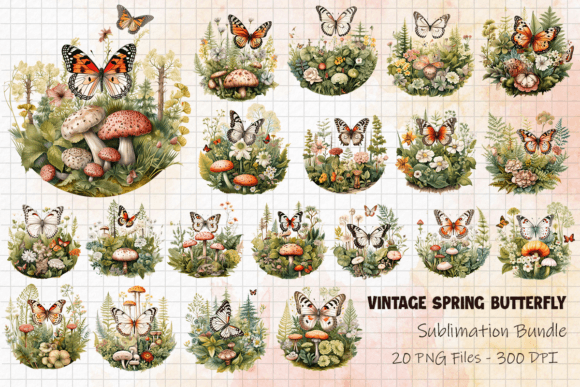 Download Vintage Spring Butterfly Cliparts Bundle - Clip Collection