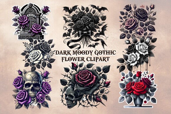 Download Dark Moody Gothic Flower Clipart - Clip Collection