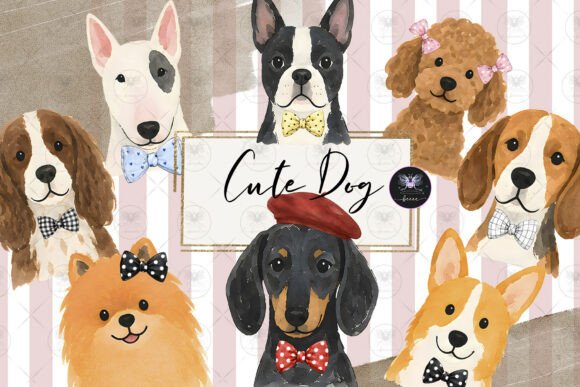 Download Dog Clipart Watercolor Bow - Clip Collection