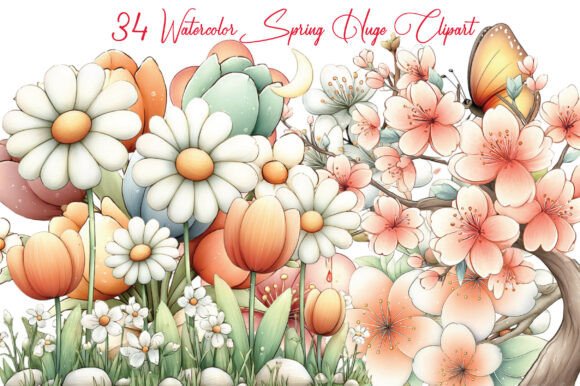 Download Watercolor Spring Flower Clipart Bundle - Clip Collection