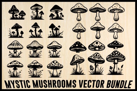 Download Mystic Mushrooms Clipart Set - Clip Collection