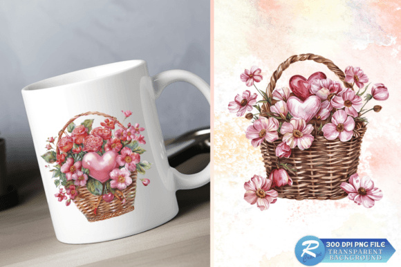 Download Valentine Floral Heart Basket Clipart - Premium Resources