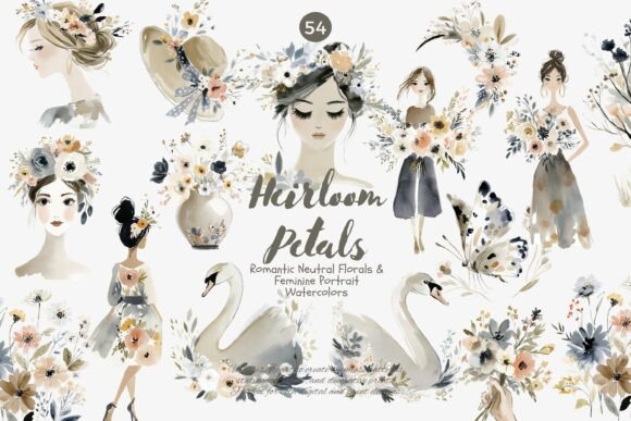 Download Romantic Neutral Floral Clipart Bundle - Clip Collection