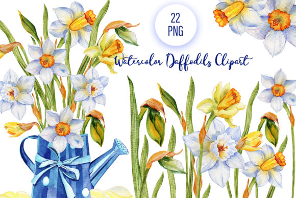 Download Daffodils Watercolor Blue Flower Clipart - Clip Collection