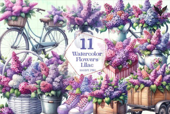 Download Watercolor Flowers Lilac Clipart PNG - Clip Collection