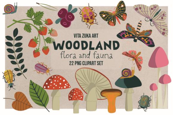Download Woodland Flora &amp; Fauna Clipart Set - Clip Collection