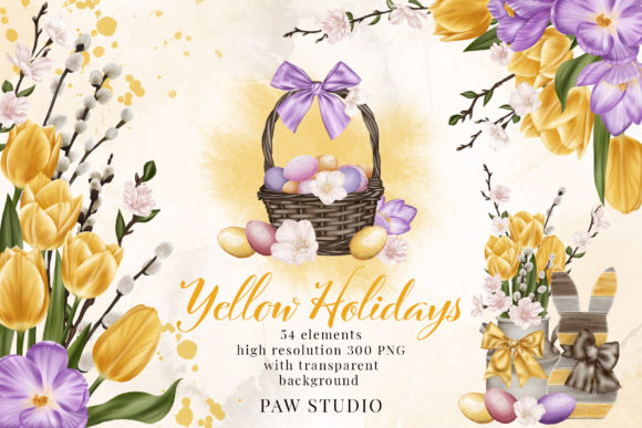Download Easter Spring Clipart Yellow Tulips Eggs - Clip Collection