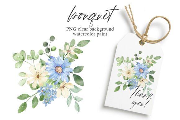 Download Watercolor Blue Flowers Clipart Bouquet. - Clip Collection