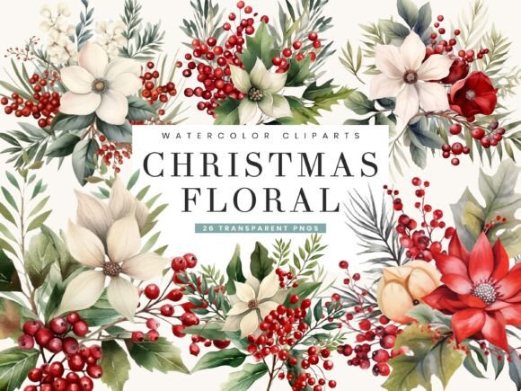 Download Christmas Floral Clipart Bundle - Clip Collection