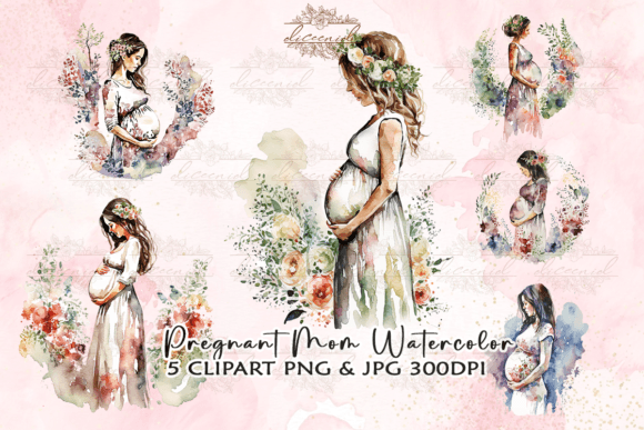 Download Pregnant Mom Watercolor Clipart - Clip Collection