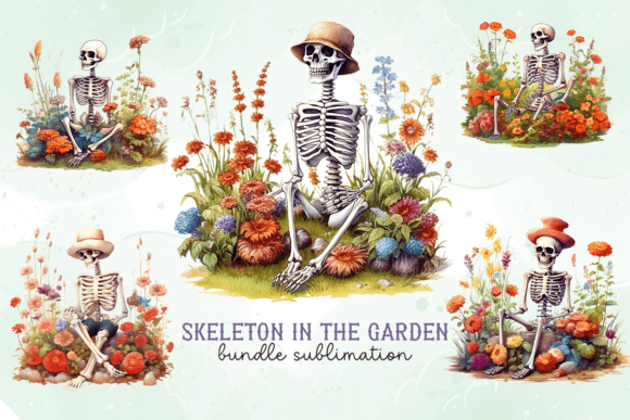 Download Skeleton in the Garden Flowers Clipart - Clip Collection