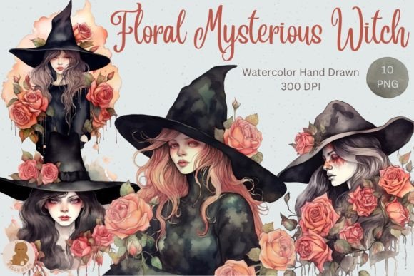Download Clipart Floral Mysterious Witch - Clip Collection