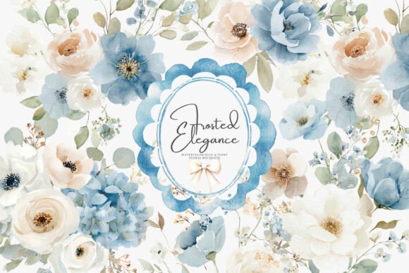 Download Watercolor Blue Flowers Clipart Set - Clip Collection