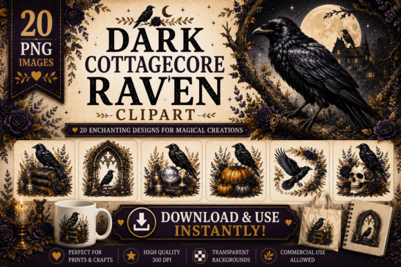 Download Dark Cottagecore Raven Clipart - Clip Collection