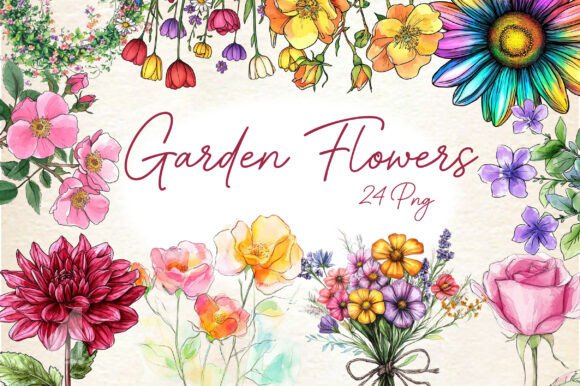 Download Watercolor Garden Flowers Clipart - Clip Collection