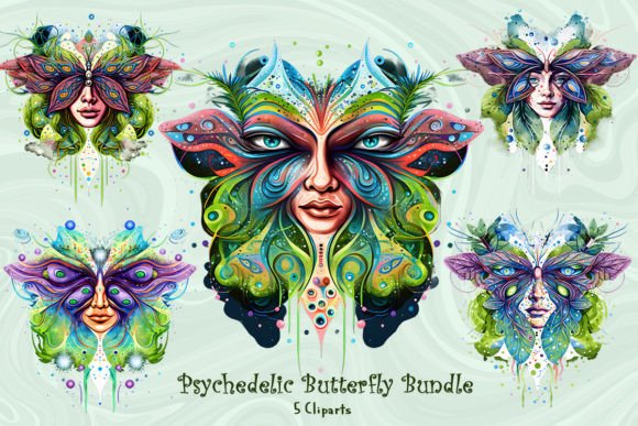 Download Psychedelic Butterfly Cliparts Bundle - Clip Collection