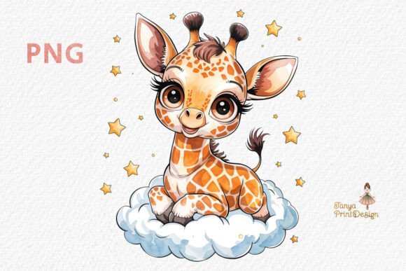 Download Baby Giraffe on a Cloud Clipart PNG - Clip Collection