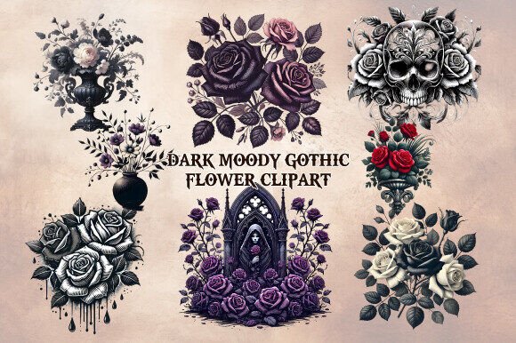 Download Dark Moody Gothic Flower Clipart - Clip Collection