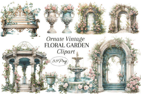 Download Ornate Vintage Floral Garden Clipart - Clip Collection