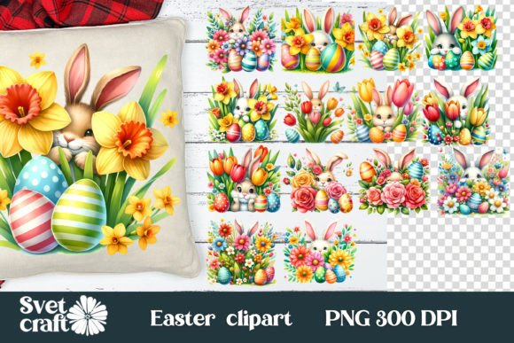 Download Easter Bunny Eggs Spring Flower Clipart - Clip Collection