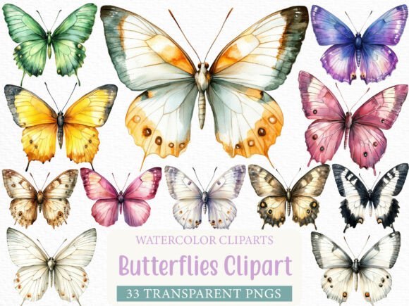Download Watercolor Butterflies Clipart - Clip Collection