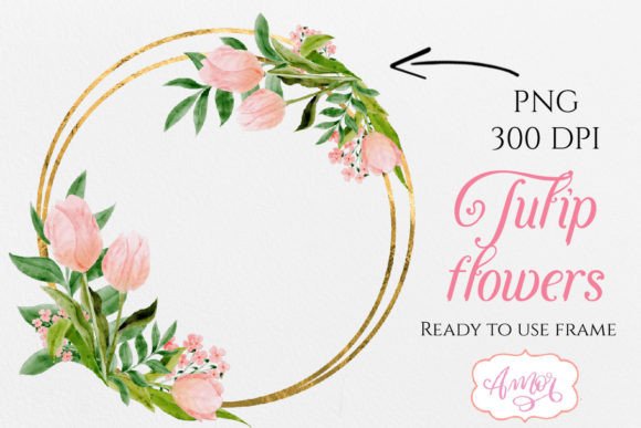 Download Watercolor Pink Tulips Frame PNG Clipart - Clip Collection