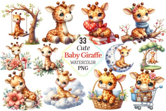 Download Watercolor Cute Baby Giraffe Clipart - Clip Collection