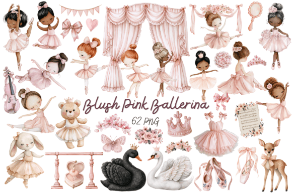 Download Blush Pink Ballerina Clipart Bundle - Clip Collection