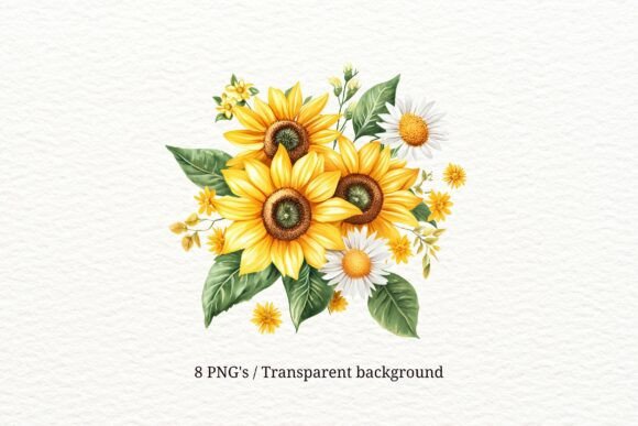 Download 8 PNGs Sunflower Daisy Bouquet Clipart - Clip Collection