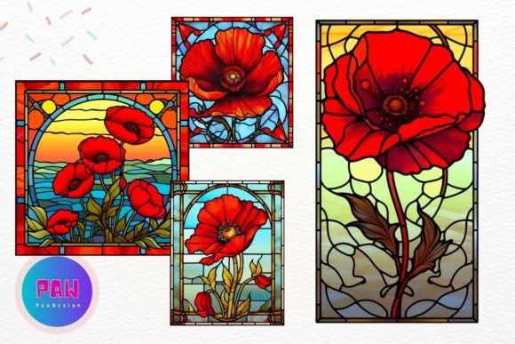 Download Stained Glass Poppy Flower Clipart - Clip Collection