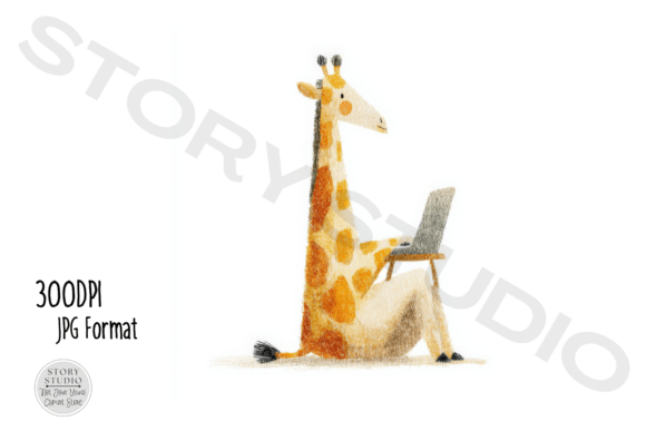 Download Cute Giraffe with Laptop Clipart Set - Clip Collection