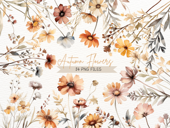 Download Watercolor Autumn Flowers PNG Clipart - Clip Collection