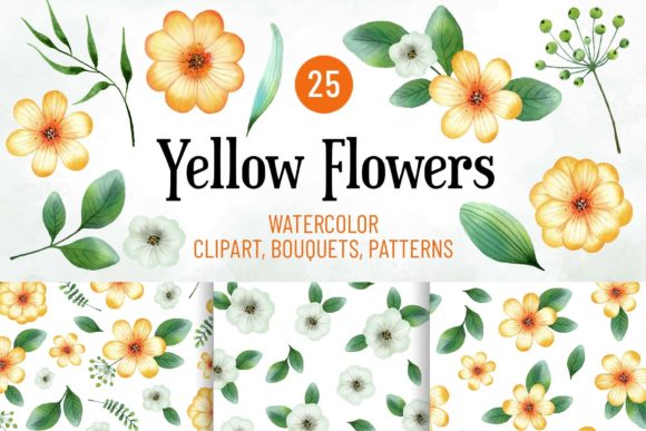 Download Watercolor Summer Yellow Flowers Clipart - Clip Collection