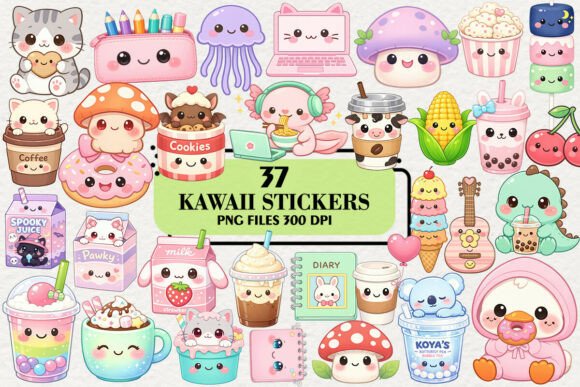 Download Kawaii Cute Stickers Clipart Bundle - Clip Collection