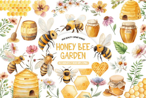 Download Honey Bee Garden Clipart Bundle - Clip Collection