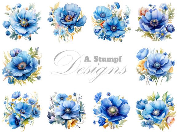 Download Blue Poppy Flower Watercolor Clipart Set - Clip Collection