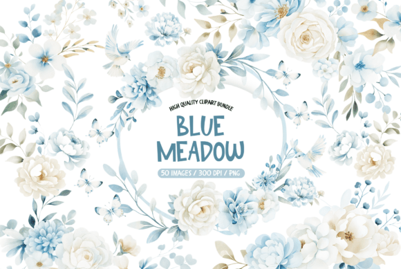 Download Blue Meadow Wildflower Clipart Set - Clip Collection