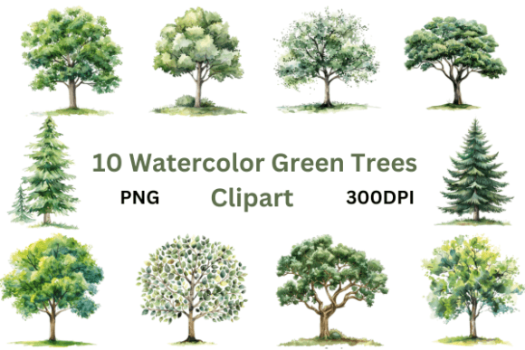 Download Pastel Watercolor Green Trees Clipart - Clip Collection