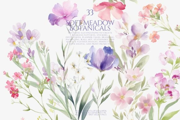 Download Soft Meadow Botanicals Clipart Set - Clip Collection
